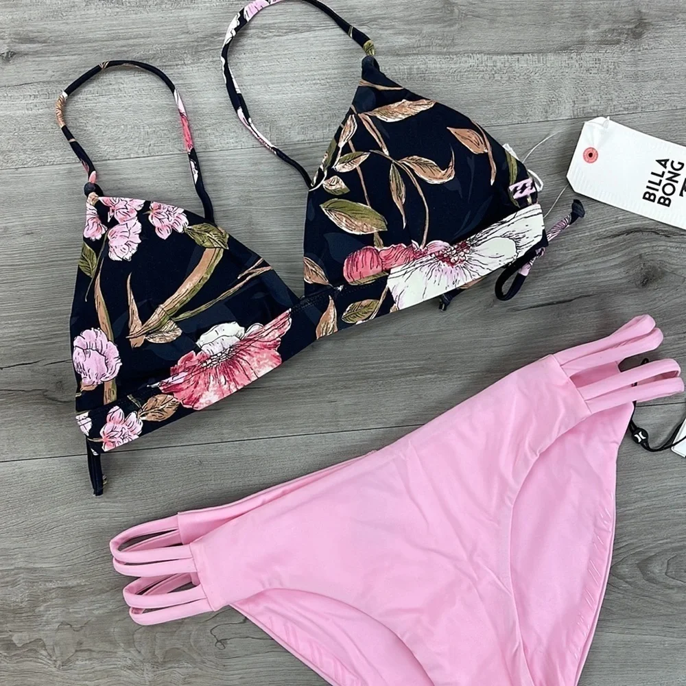☀️HURLEY☀️ BILLABONG ☀️SWEET TIDE FIXED TRI MAX MOD SURF BOTTON BIKINI